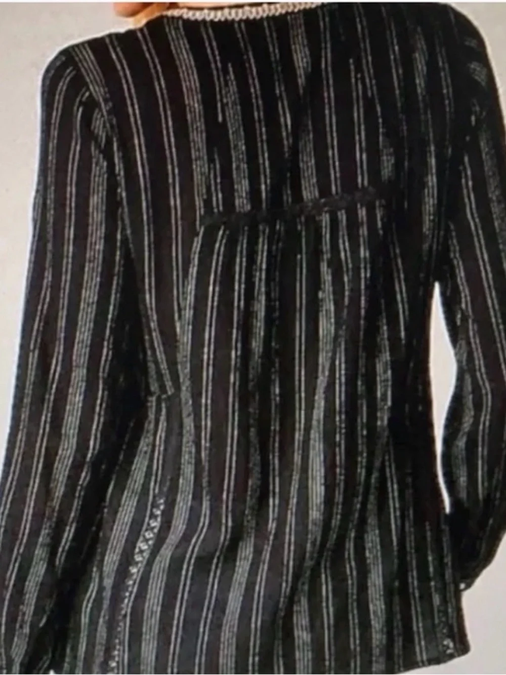 J.Jill Navy Embroidered V-Neck Peasant Top - Picture 3 of 9